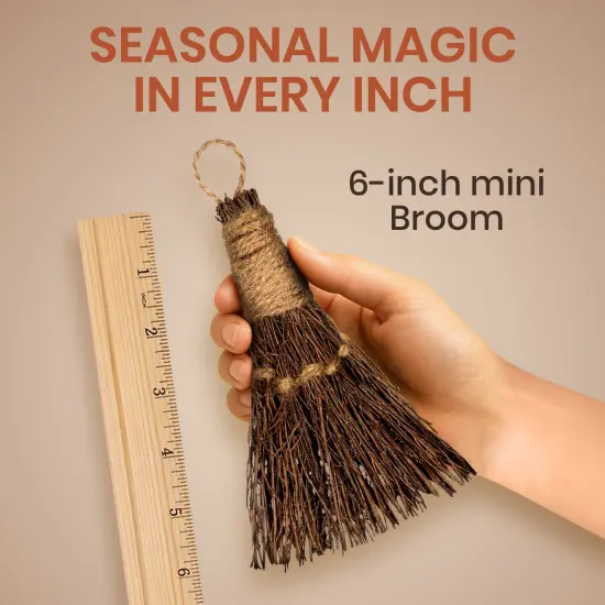 Cinnamon Broom 6" - Cinnamon Broomstick Scented 1 Pack -Mini Broom - Witches Broom Cinnamon Broomstick Decoration for Halloween {4}