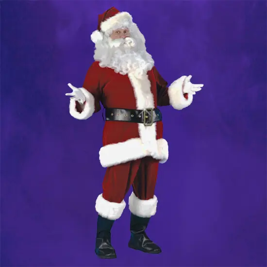 Fun World Red and White Plush Velour Santa Claus Adult Christmas Costume Suit - Plus Size {4}