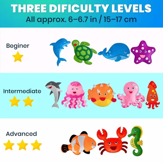 Craft Kits for Kids - 12 Sea Animals Sewing Kit Basic {5}