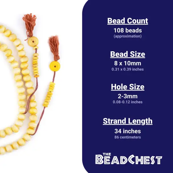 The Bead Chest Yellow Rustic Bone Mala Beads (10mm) {5}