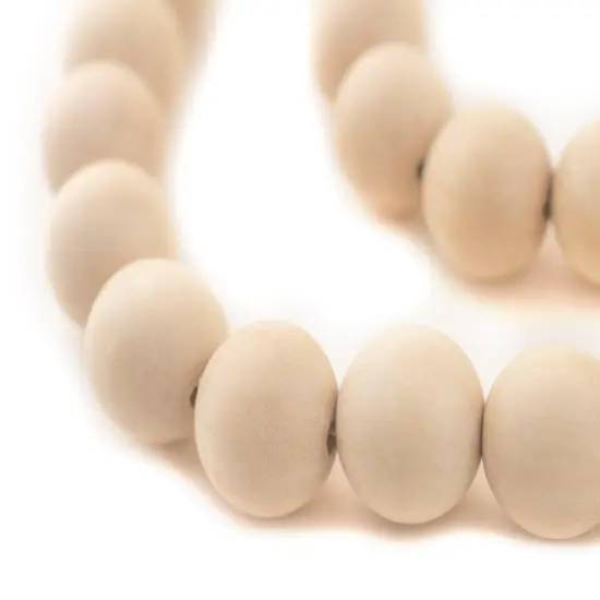 The Bead Chest Wood Garland Beads Decorative Ornament 128 Inches 20mm White Round Large Hole 128 Inch Strand {1}