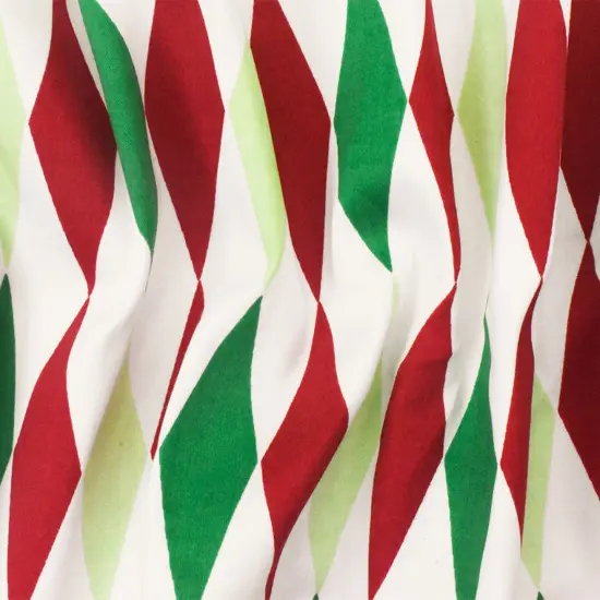 White-Red-Multi Diamond Printed Stretch Cotton Twill Sateen Woven Fabric By the Yard {2}