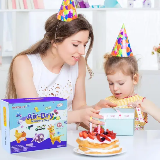 Air Dry Clay 56 Colors, Modeling Clay for Kids, DIY Model Magic Clay, Molding Clay Kit with Sculpting Tools, Non-Sticky Soft and Super Light, Arts and Crafts Gift for Boys Girls Kids. {5}