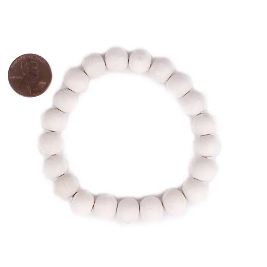 The Bead Chest Wood Stretch Bracelet, White - Stackable Beaded Jewelry, Unisex for Men & Women {2}
