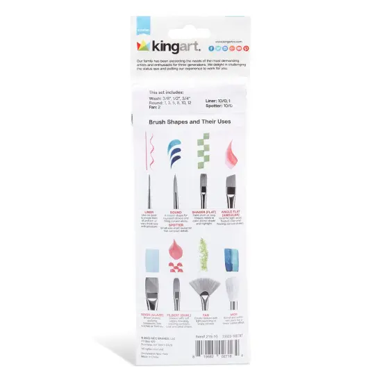KINGART&reg; Black Nylon Brush Set 10 pc {5}