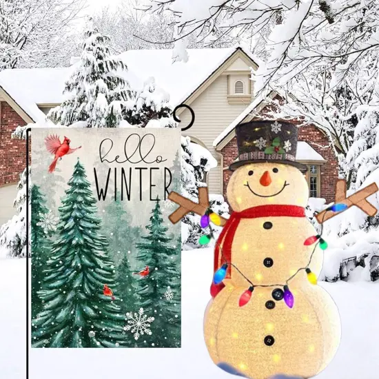 Holiday LED Snowman Display with Top Hat and Scarf Indoor Outdoor Use 45 x 28 x 60 in {4}