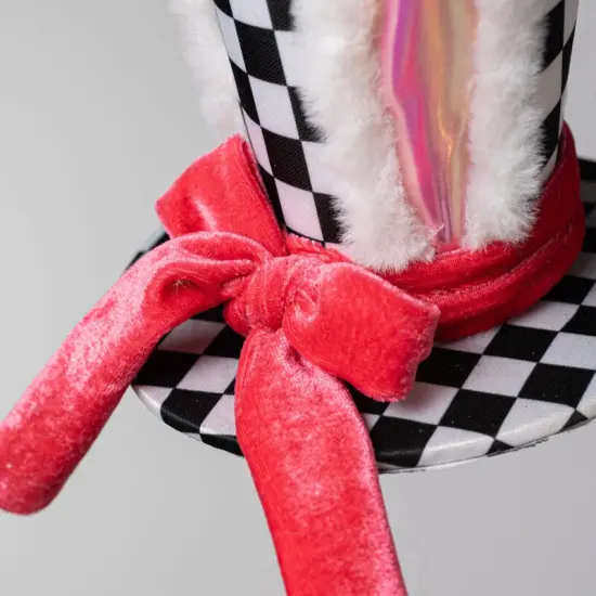 7.75" Bunny Ear Hat & Velvet-Black & White Check {2}