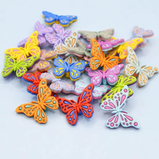 Bright Wings Butterfly Craft Embellishments Colorful Shank-Back Buttons 24pcs {3}
