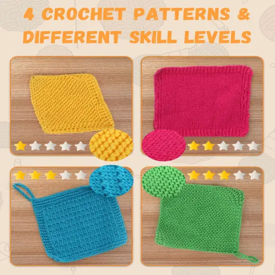 Knitting Kit for Beginners, Complete Beginner Knitting Kit Easy Knitting Set Including Knitting Needles Set Cotton Yarn, Learn to Knit Dishcloth with Step-by-Step Instructions, Colorful {6}