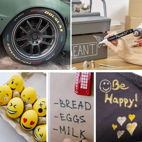 Overseas Black Paint Pens Paint Markers - Permanent Acrylic Markers 12 Pack, Water-Based, Quick Dry, Waterproof Paint Marker Pen for Rock, Wood, Plastic, Metal, Canvas, Glass, Fabric, Mugs. Medium Tip {4}