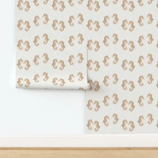 Peel & Stick Wallpaper 2FT Wide Baby Seahorse Coastal Neutral Beige Sand Boho Nautical Under The Sea Life Summer Beach Whimsical Cute Pastel Custom Removable Wallpaper by Spoonflower {2}