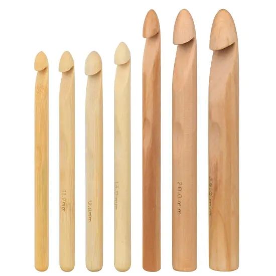 Large Wooden Crochet Hooks Ergonomic Crochet Hook Set 10-25 mm, 7PCS Inline Crochet Hooks Bamboo Crochet Kit for Beginner, Giant Wood Crochet Needles for Crocheting Chunky Yarn, Rugs, Blankets {2}