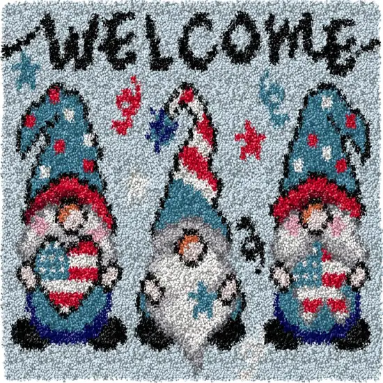 Latch Hook Kits for Adults Kids Christmas Rug Making Kits with Printed Canvas Carpet Tapestry Kits DIY Needlework Doormat Creative Gift Home Decoration 20.5Inch X13.8Inch (Blue) {1}