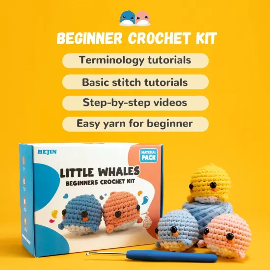 Beginner Crochet Kit, Crochet Kits for Kids and Adults, 3PCS Crochet Animal Kit for Beginners Include Videos Tutorials, Yarn, Eyes, Stuffing, Crochet Hook - Boys and Girls Birthdays Gift {4}