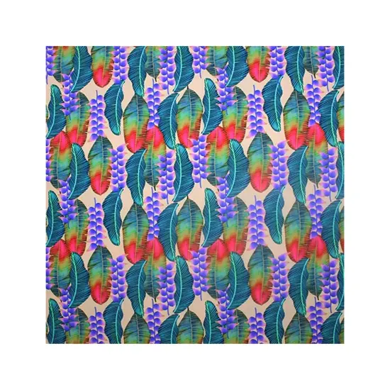 Floating Leaves Printed Spandex Fabric {2}