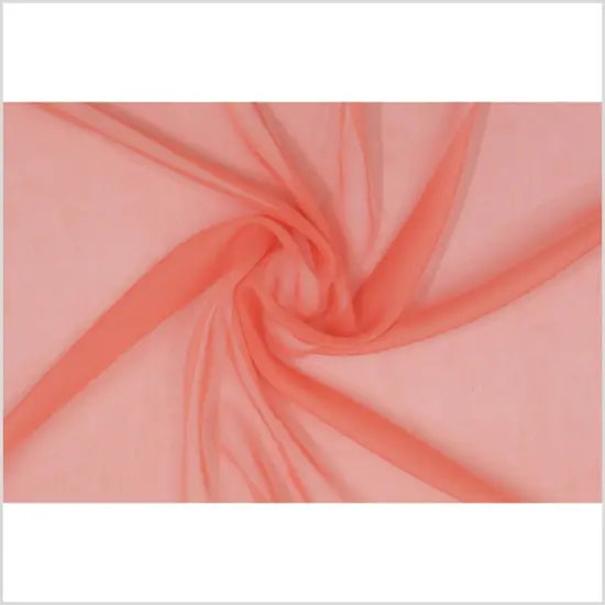 1 Yard Coral Silk Chiffon Fabric for Summer Dresses Scarves Layering 45 Inch Width {2}