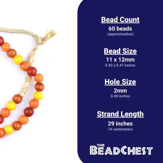The Bead Chest Mixed Kenya Amber Resin Beads 12mm African Multicolor Round Large Hole 29 Inch Strand Handmade {4}