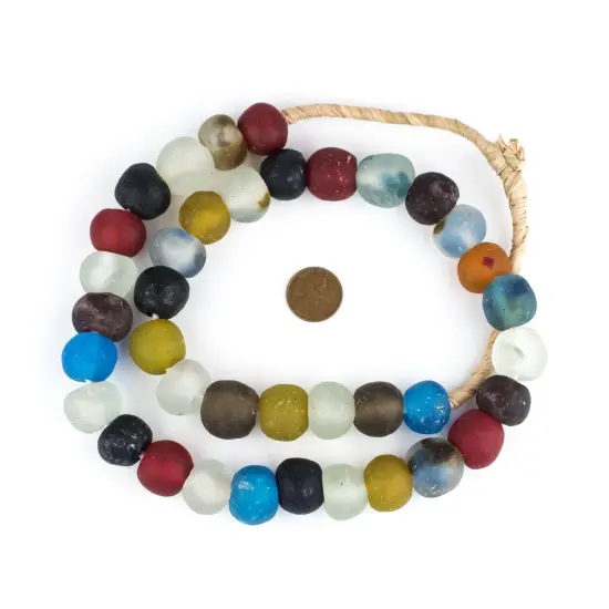 The Bead Chest African Recycled Glass Beads &ndash; Handmade in Ghana &ndash; Bright Medley 18mm Strand for Jewelry Making, Crafts, and Home Decor I Approximately 36-42 Beads {2}