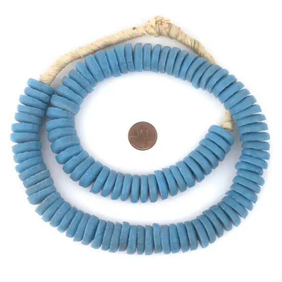 The Bead Chest Turquoise Ashanti Glass Disk Beads (20mm) {2}