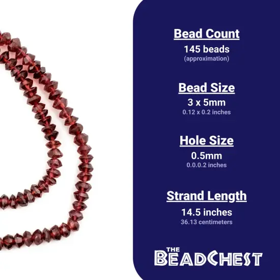 The Bead Chest Faceted Saucer Garnet Beads (5mm) {4}