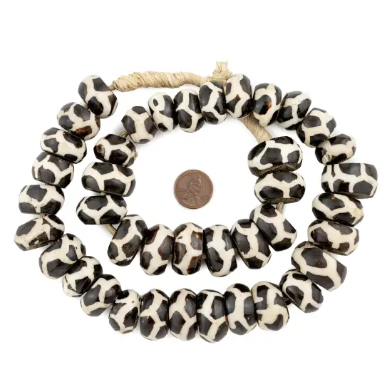 The Bead Chest Batik Bone Beads - Full Strand of Fair Trade African Beads (Large, Giraffe Design) {2}