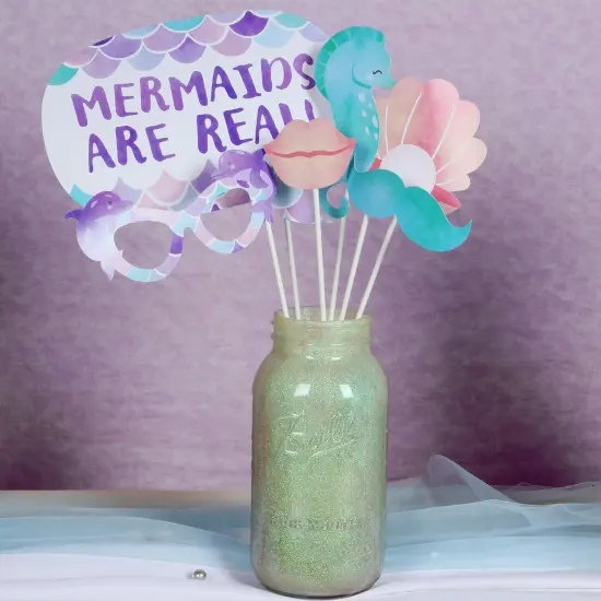 Big Dot of Happiness Mermaid Photo Booth Props Kit, Under the Sea Mermaid Birthday Party Supplies - 20 Count Selfie Prop Sticks {7}
