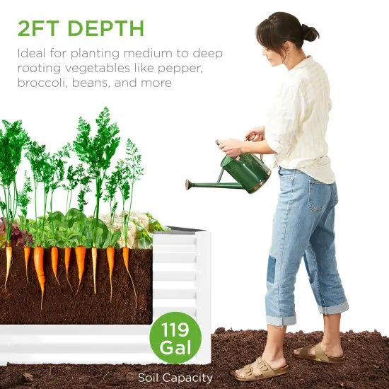 Best Choice Products 4x2x2ft Outdoor Metal Raised Garden Bed, Planter Box for Vegetables, Flowers, Herbs White {3}
