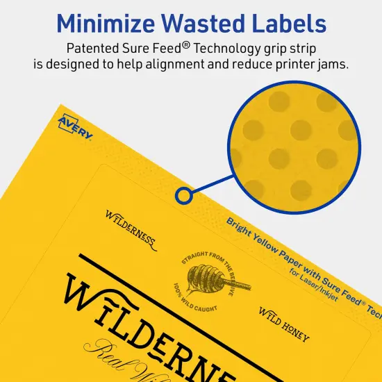 Avery Bright Yellow Paper Labels, 5" x 6" Rectangle {4}