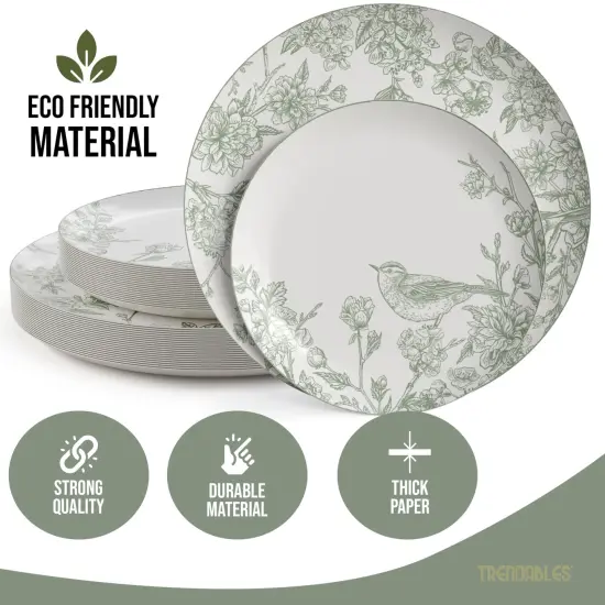 Earthtrends Heavy Duty Paper Plates for parties &ndash; Includes 8-Inch Paper Dessert Plates and 10-Inch Paper Dinner Plates &ndash; Disposable Floral Paper Plates for Parties, Weddings, Events, BBQs, Birthdays, Catering, Holidays &ndash; Elegant Tableware Set Yaffa {2}
