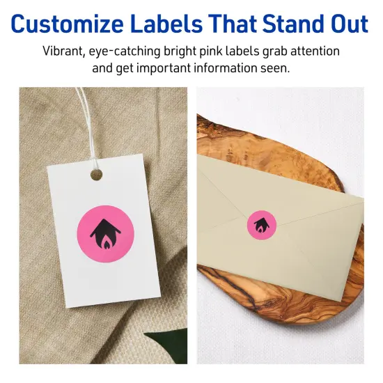 Avery Bright Pink Paper Labels, 0.5" Diameter Round {3}