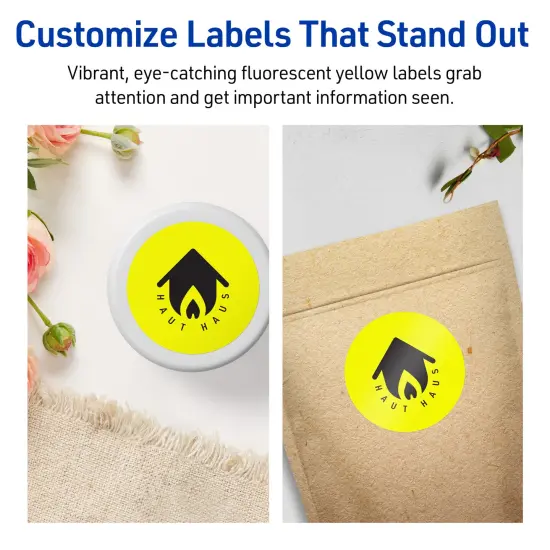 Avery Neon Yellow Paper Labels, 2.75" Diameter Round {3}