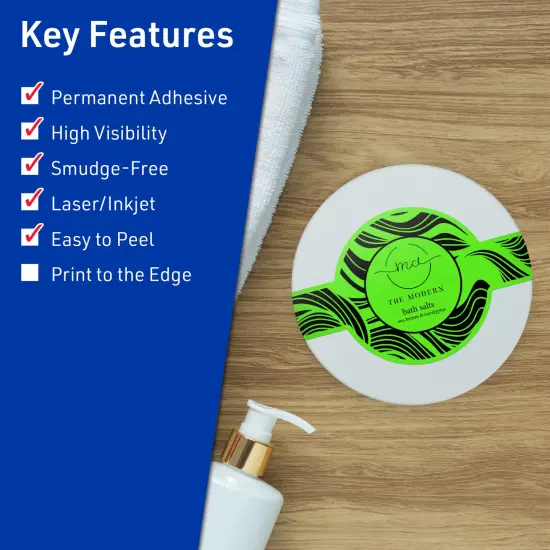 Avery Neon Green Paper Labels, 2-3/8" x 8" Wraparound {2}