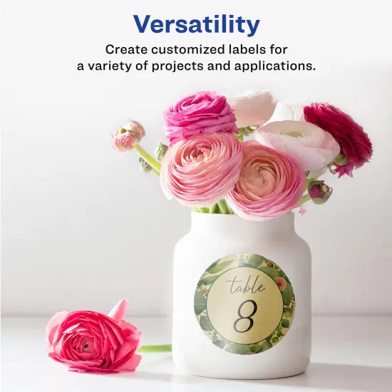 Avery Glossy White Round Labels with Sure Feed, 3.5" Diameter {2}