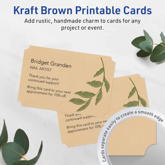 Avery Kraft Brown Invitation Cards, 5" x 7" Rectangle Scalloped Edge {2}