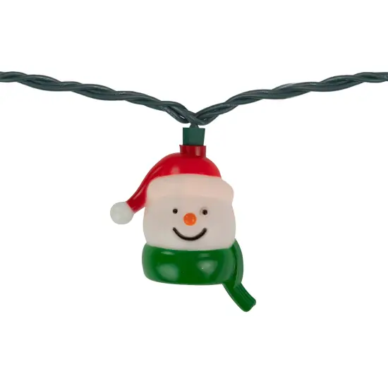 Northlight Snowman Heads with Scarves Christmas Light Set - Clear - 7.5' Green Wire - 10ct White {6}