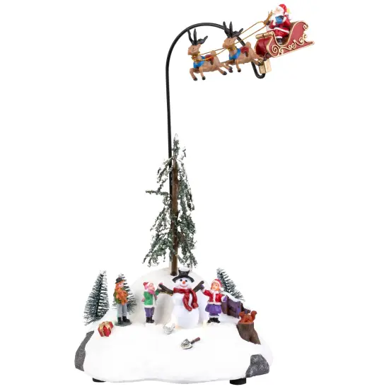 Northlight LED Lighted and Musical Flying Santa Animated Christmas Village Display - 13.5" Multi {3}