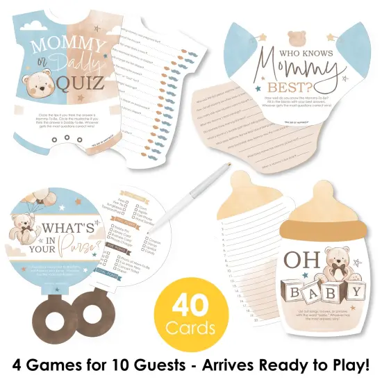 Big Dot of Happiness We Can Bearly Wait - 4 Teddy Bear Baby Shower Games - 10 Cards Each - Gamerific Bundle {3}