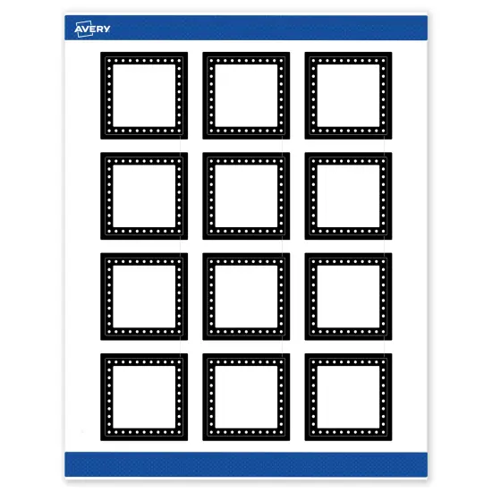 Avery Printable Square Labels, Black and White Polka Dots, 2" x 2", Matte White Square Labels, Permanent, Laser/Inkjet, 120ct, Great for Product Labels {1}