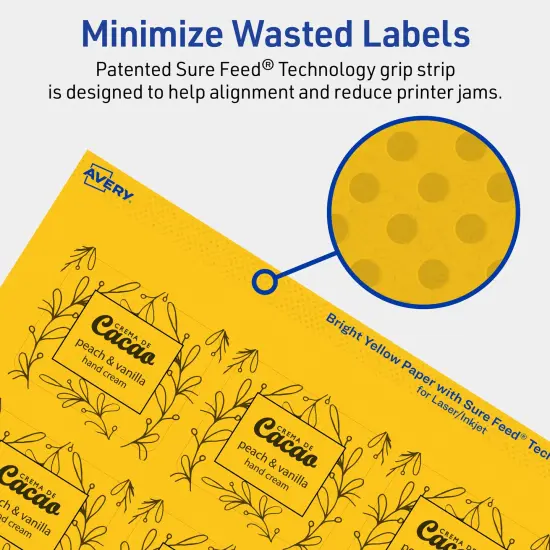 Avery Bright Yellow Paper Labels, 1-13/16" x 2-3/16" Rectangle {4}