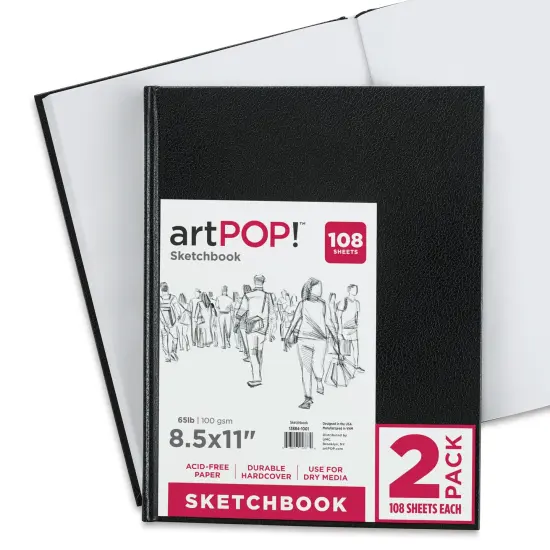 artPOP! Hardbound Sketchbooks, Pack of 2, 8.5 x 11 inches, 108 sheet Drawing Pads, 65 lb/100 gsm Paper, Art Supplies for Drawing, Sketching, Illustration, and Journaling {3}