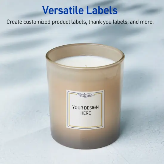 Avery Printable Square Labels, Gold & Navy Border with Florals, 2" x 2", Glossy White Square Labels, Permanent, Laser/Inkjet, 120ct, Great for Product Labels {6}