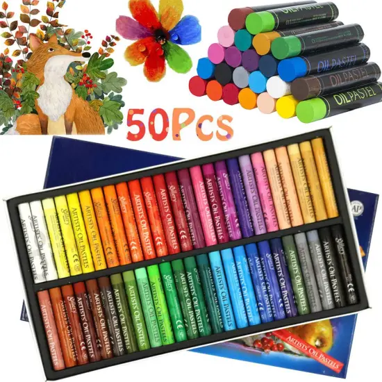 Oil Pastel Set,Professional Painting Soft Drawing Graffiti Art Crayons Washable Round Non Toxic Pastel Sticks for Artist,Kids,Student,Beginner (50 Colors) {6}