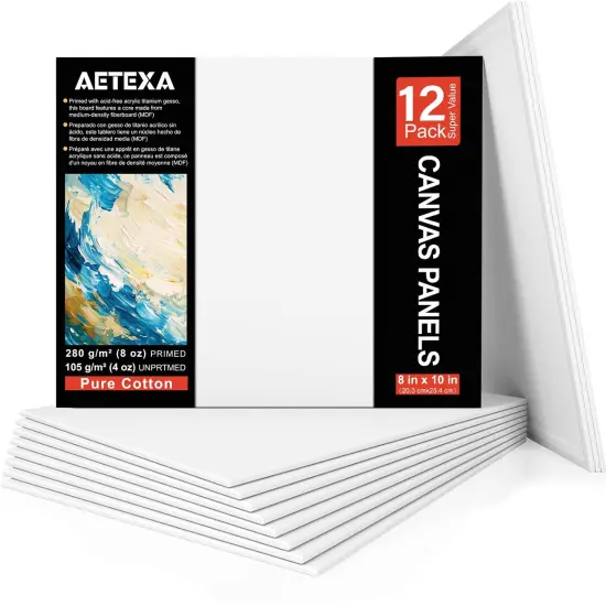 Canvases for Painting 8x10 Inch, Canvas Bulk Pack of 12, 8 oz Primed Canvas Panel, Blank Canvas for Painting, Canvas Boards for Painting Acrylic and Oil, Art Supplies for Adults and Teens. {1}