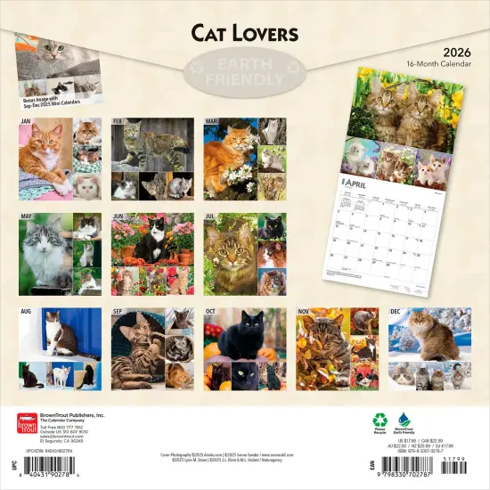 Cat Lovers | 2026 12 x 24 Inch (Hanging) Monthly Square Wall Calendar | Foil Stamped Cover | Plastic-Free {2}