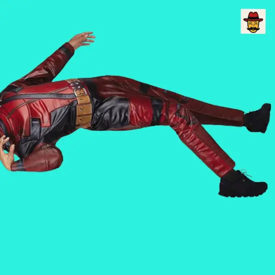 Marvel Deadpool Costume Red Printed Padded Jumpsuit Fabric Mask {4}