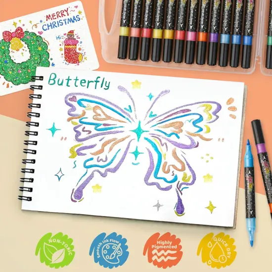 48 Colors Duo Glitter Brush Markers {3}