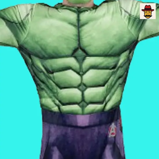 Marvel Hulk Costume Padded Green Jumpsuit with Mask and Avengers Logo {4}