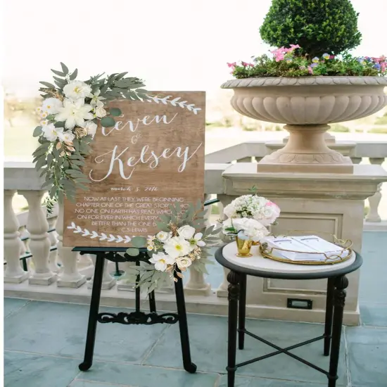 Set of 2 - Artificial Wedding Arch Flowers,Faux Arch Flower White Floral Swags {3}