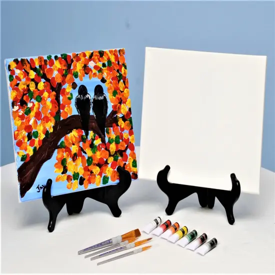 Fall Paint Kit - Autumn Lovebirds Acrylic Painting Kit & Video Lesson, DIY Craft, Beginner Paint Kit, Paint Party {2}