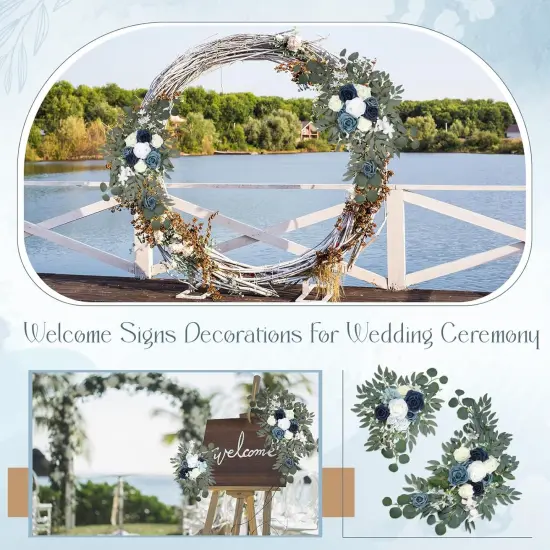 Set of 4 Artificial Flower Swag Wedding Faux Floral Swag with 10 Cable Tie and 8 Clip {5}